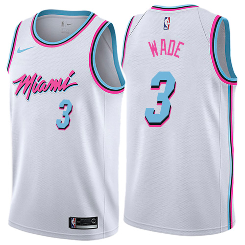 Nike Heat #3 Dwyane Wade White NBA 