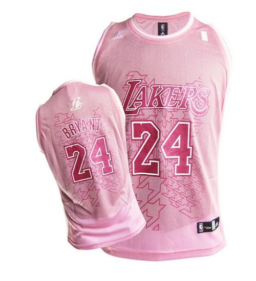 pink and white lakers jersey