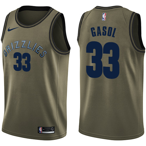 Nike Grizzlies #33 Marc Gasol Green Salute to Service Youth NBA ...